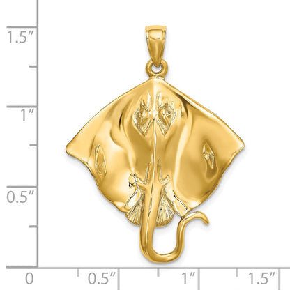 14K Gelbgold polierter Stachelrochen-Charm