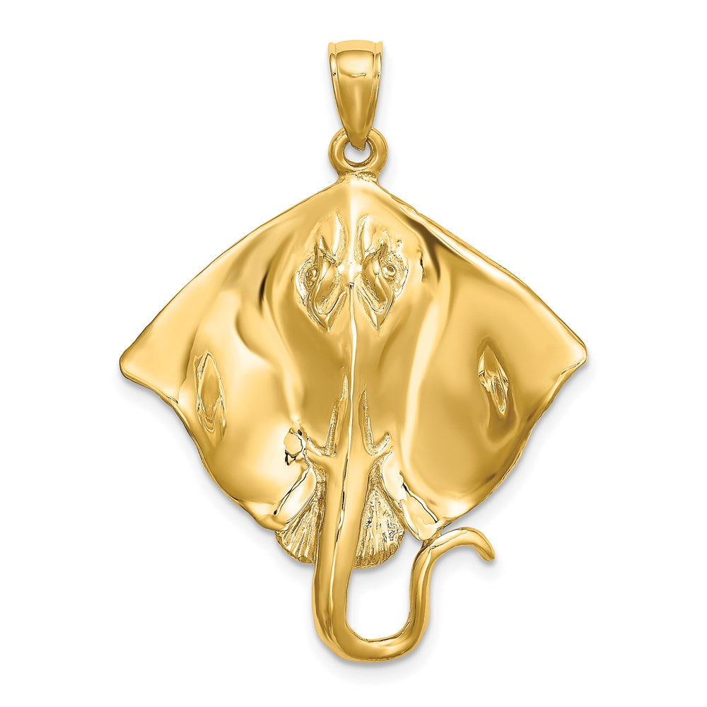 14K Gelbgold polierter Stachelrochen-Charm