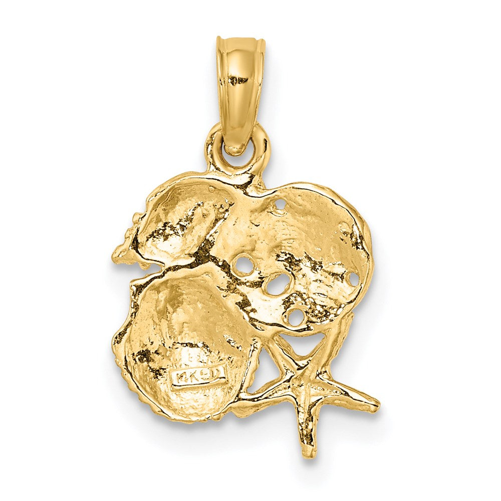 14K Gelbgold Vier Muschel Cluster Charm