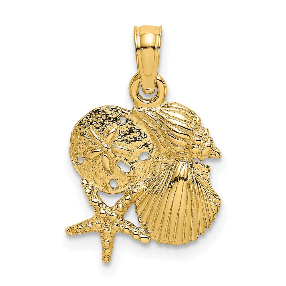14K Gelbgold Vier Muschel Cluster Charm
