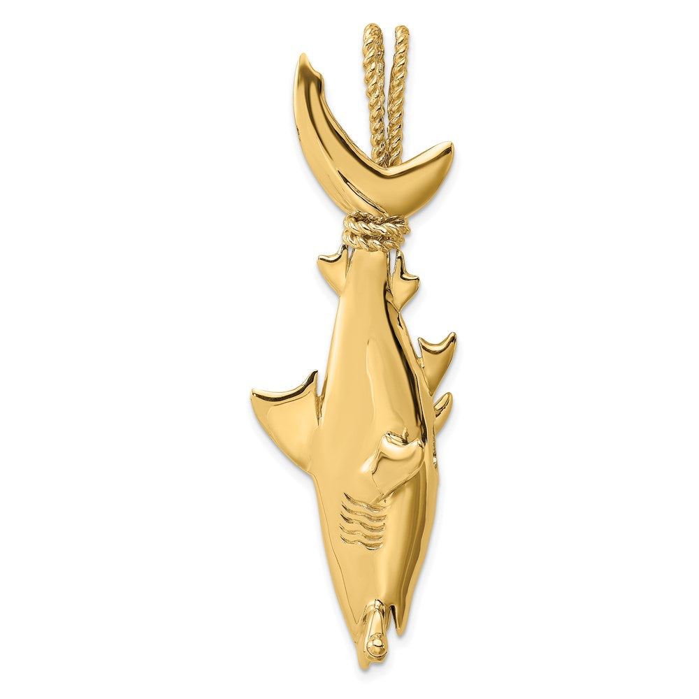 14K Gelbgold 3-D-Hammerhai-Charm mit Seil-Öse