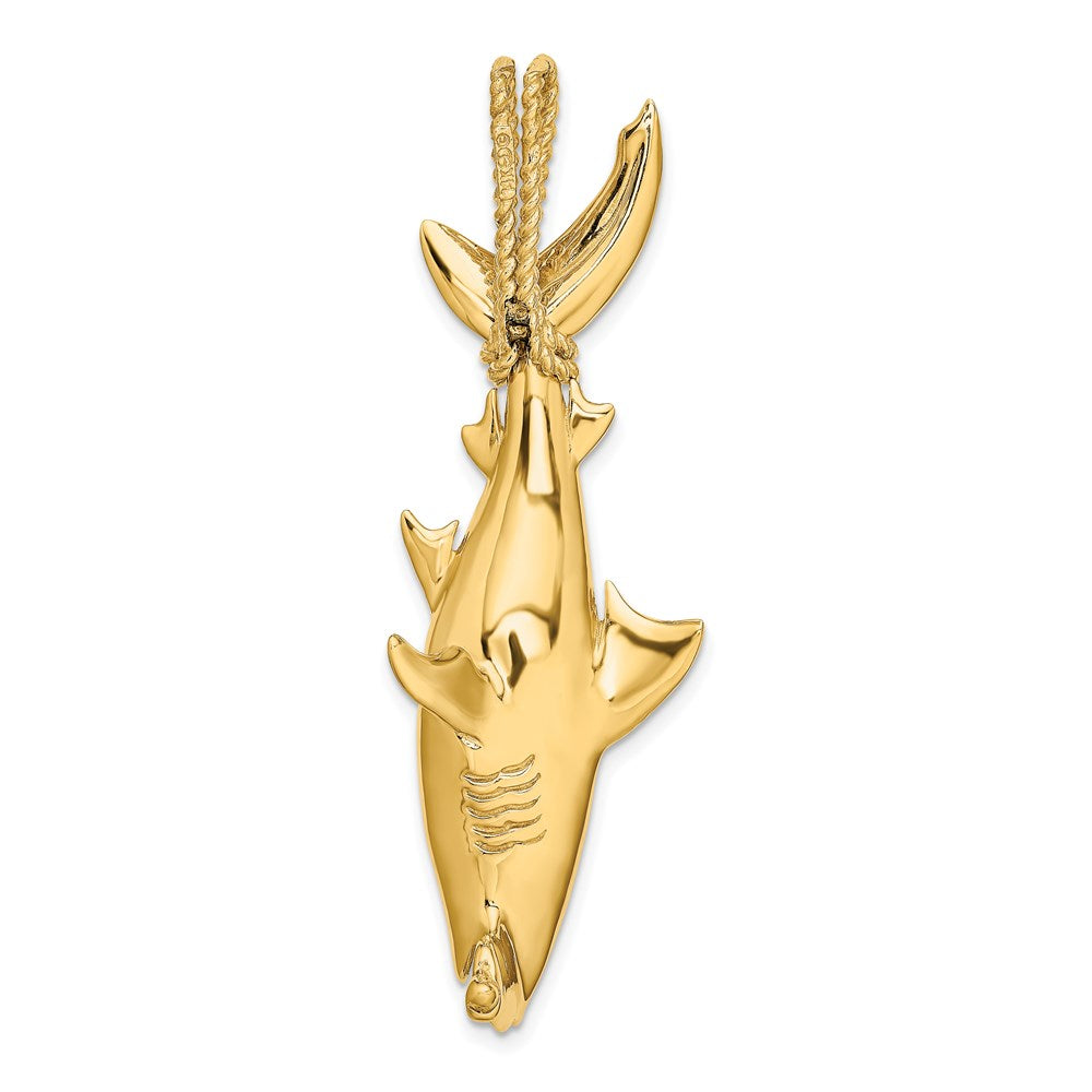 14K Gelbgold 3-D-Hammerhai-Charm mit Seil-Öse