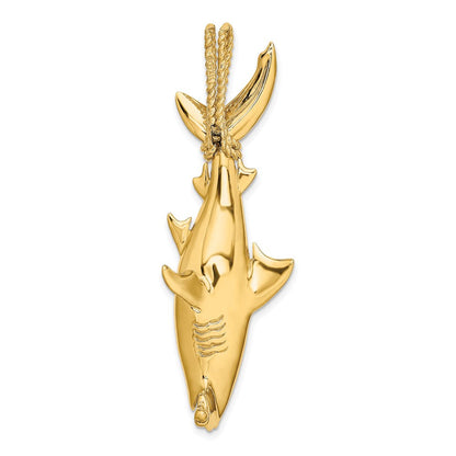 14K Gelbgold 3-D-Hammerhai-Charm mit Seil-Öse