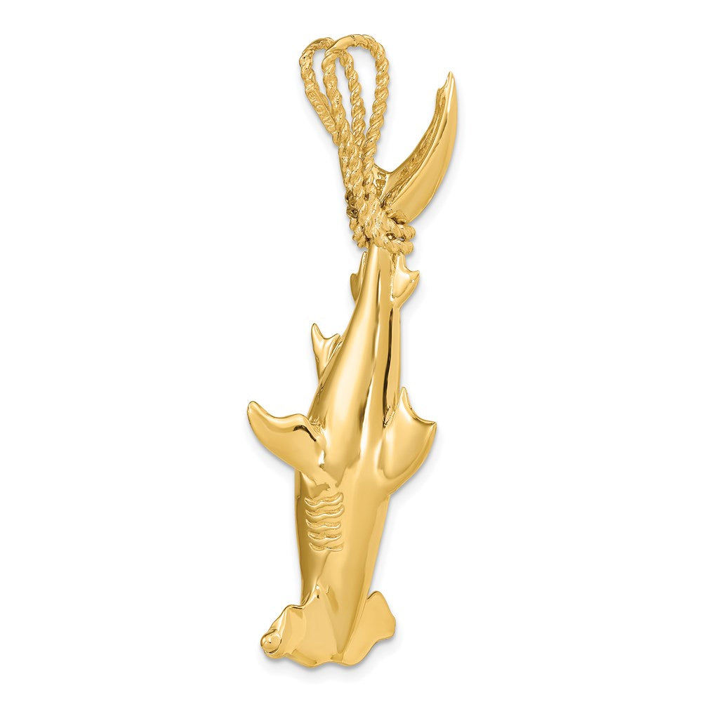 14K Gelbgold 3-D-Hammerhai-Charm mit Seil-Öse