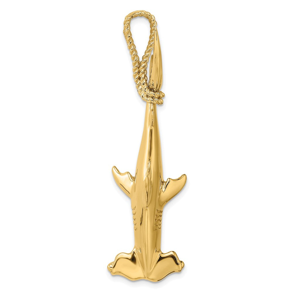 14K Gelbgold 3-D-Hammerhai-Charm mit Seil-Öse