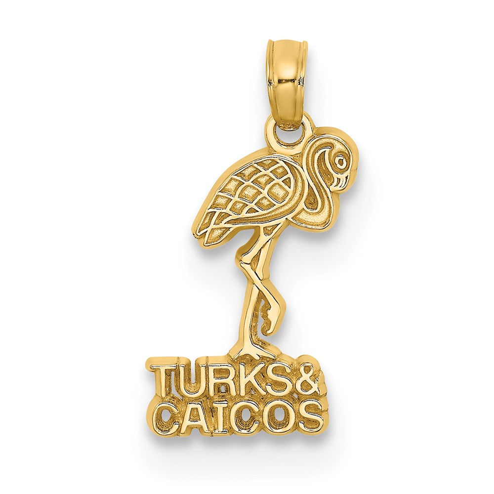 14K Gelbgold Turks und Caicos Flamingo Charm