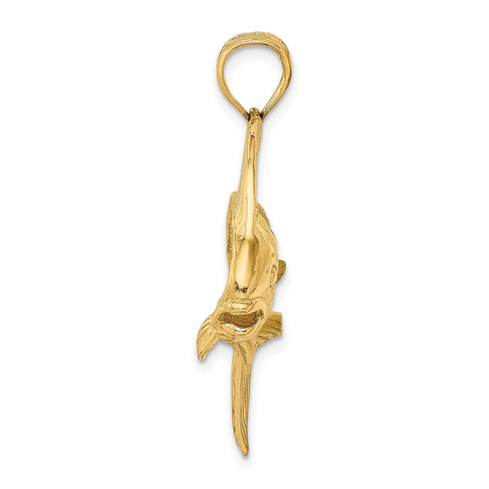 14 Karat Gelbgold 2-D Dorado (Mahi-Mahi) Weiblich Charm