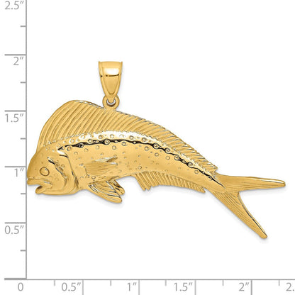 14 Karat Gelbgold 2-D Dorado (Mahi-Mahi) Weiblich Charm
