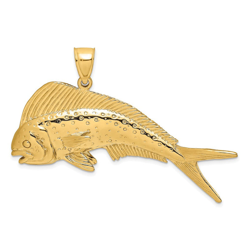 14 Karat Gelbgold 2-D Dorado (Mahi-Mahi) Weiblich Charm