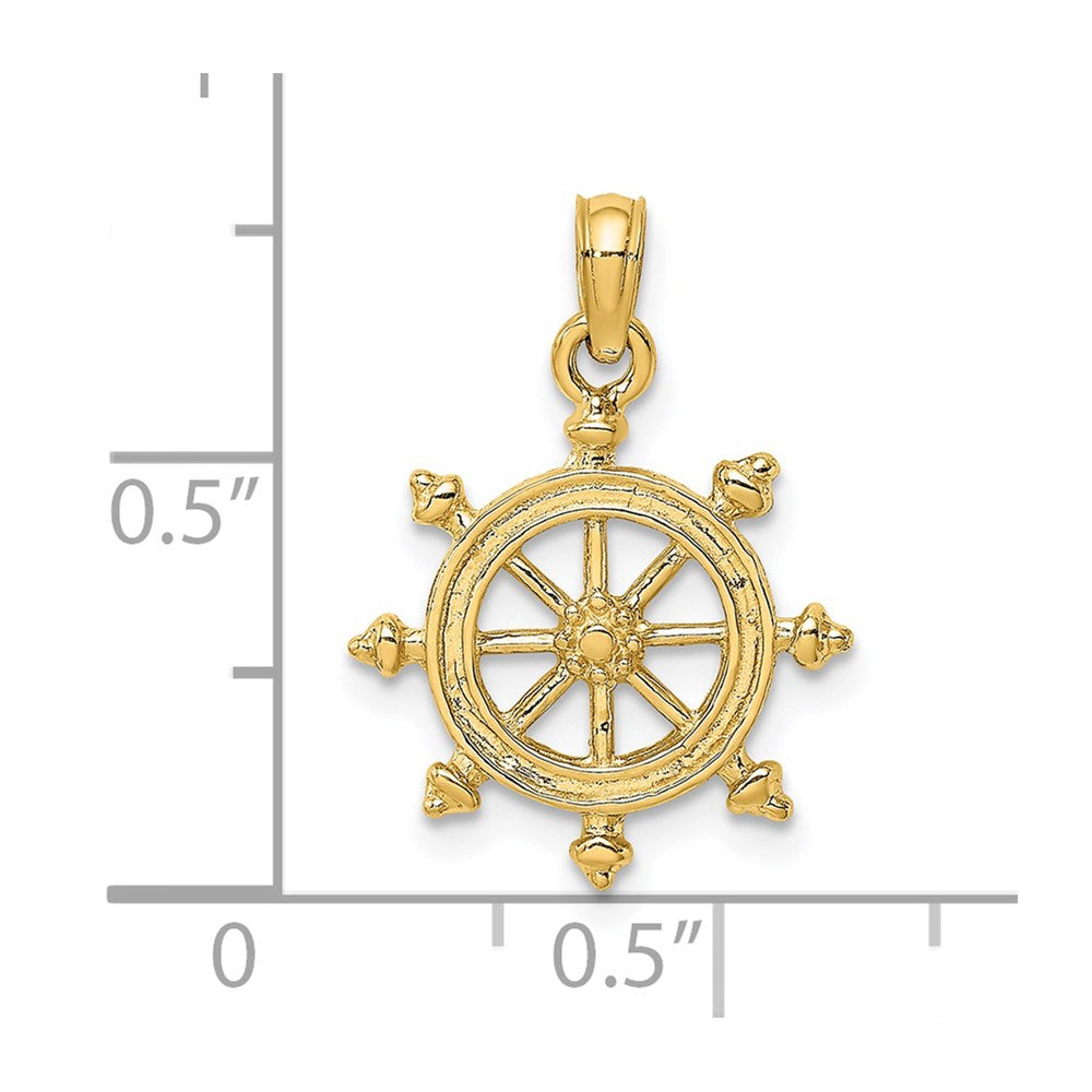 14K Gelbgold 2-d Graviert Ship Rad Charm