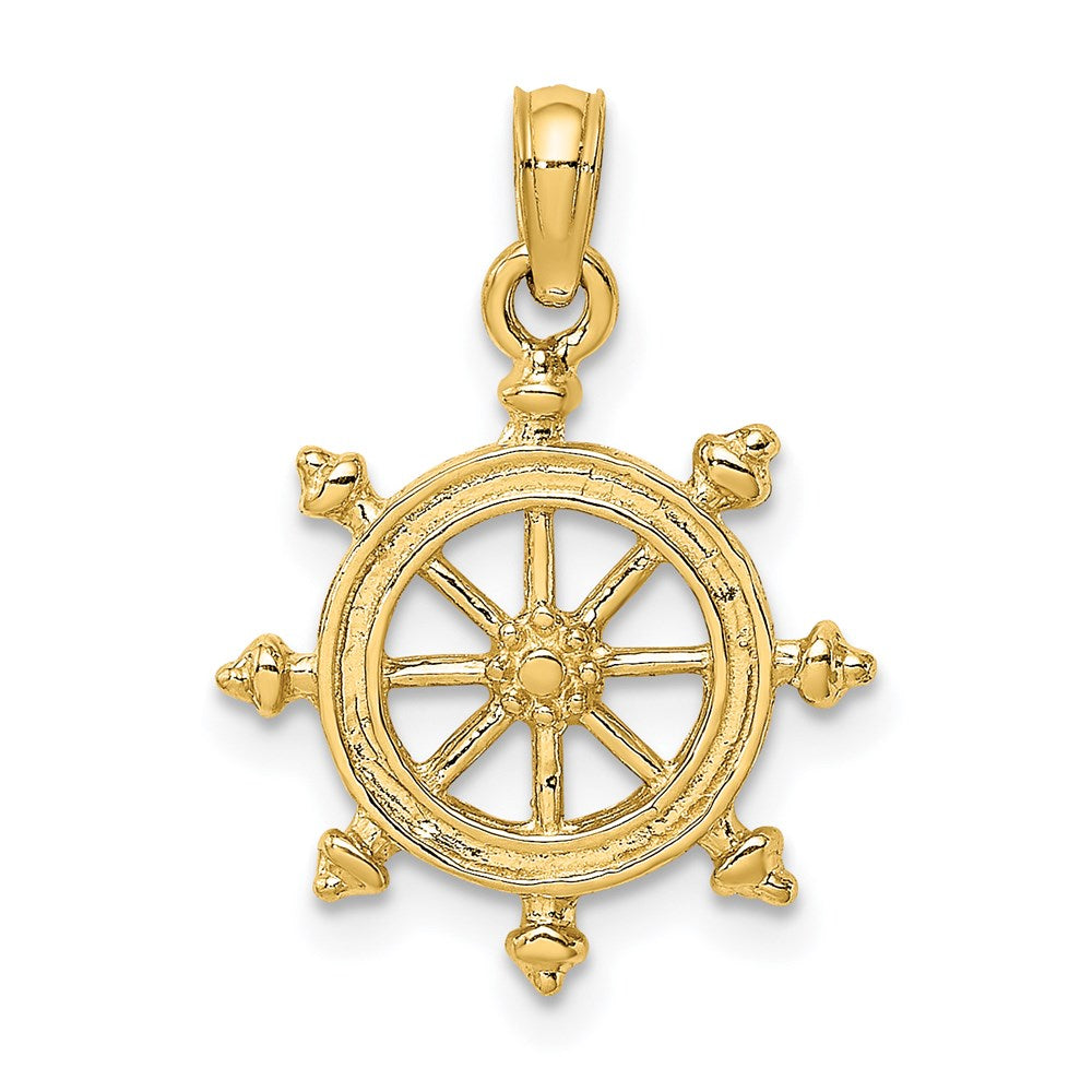 14K Gelbgold 2-d Graviert Ship Rad Charm