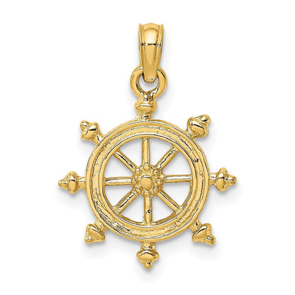 14K Gelbgold 2-d Graviert Ship Rad Charm