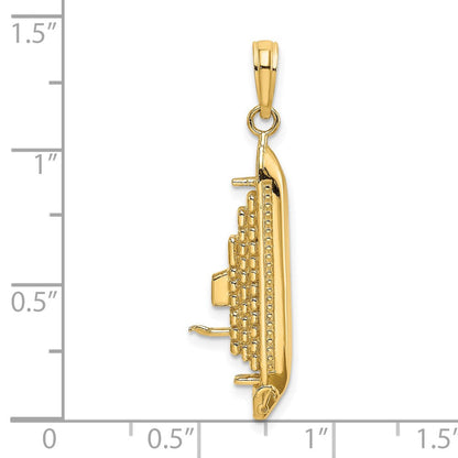 14K Gelbgold 3-D Poliert Kreuzfahrtschiff-Charm