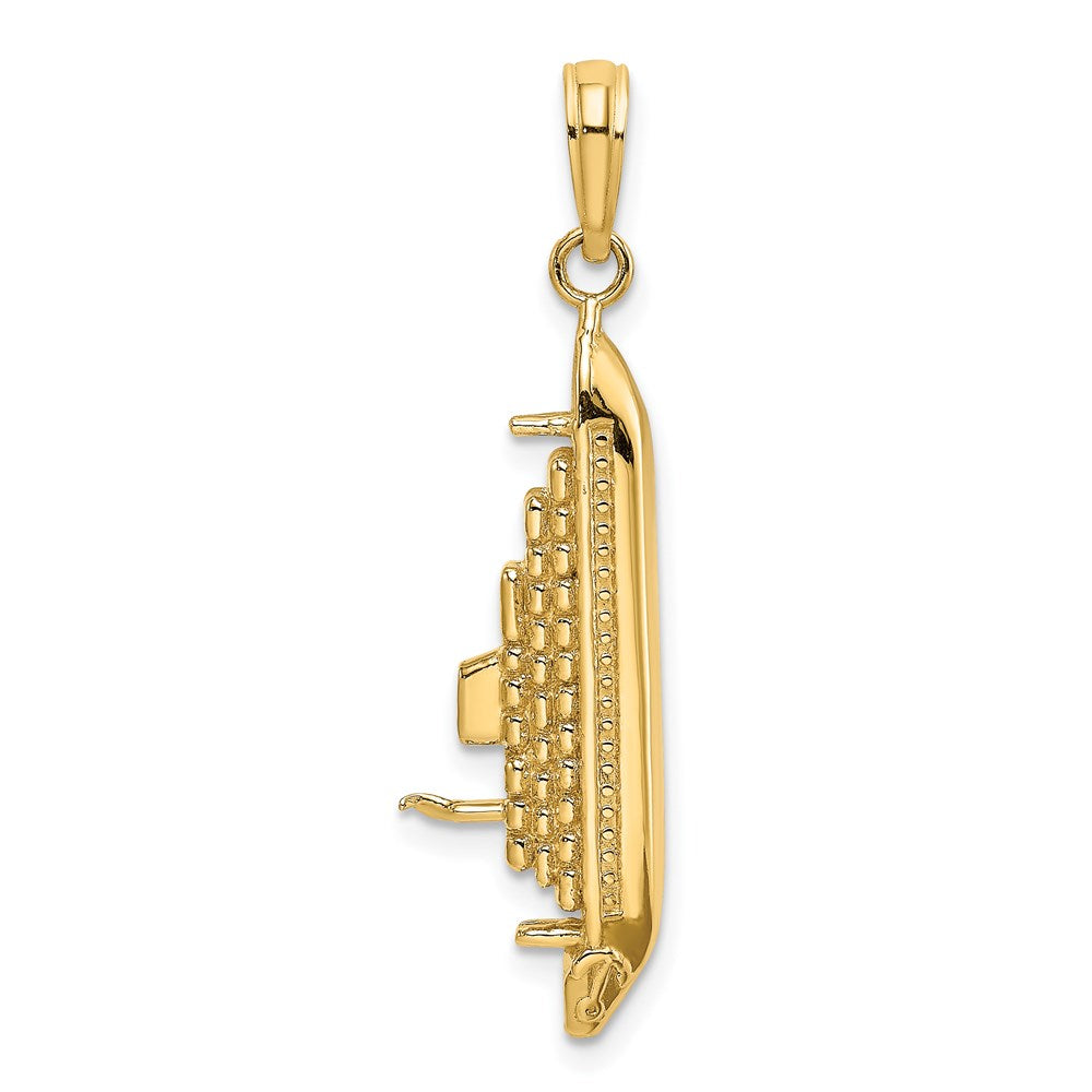 14K Gelbgold 3-D Poliert Kreuzfahrtschiff-Charm
