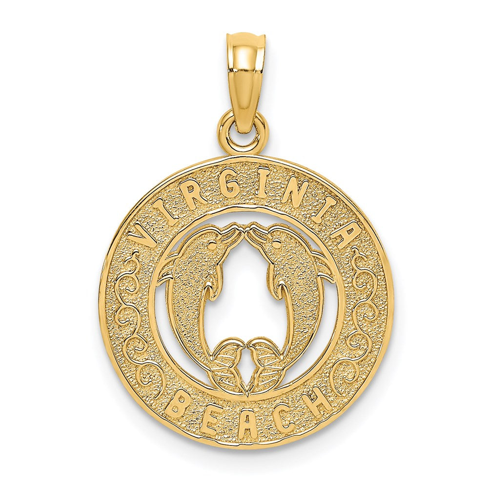 14K Gelbgold Charm „VIRGINIA BEACH mit Delfinen
