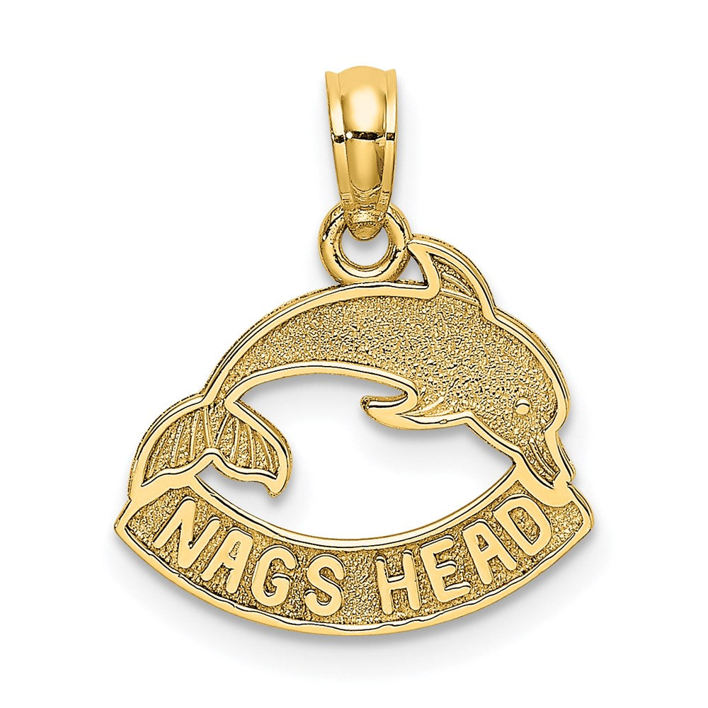 14K Gelbgold Strukturiert Nags Kopf mit Delfin Charm