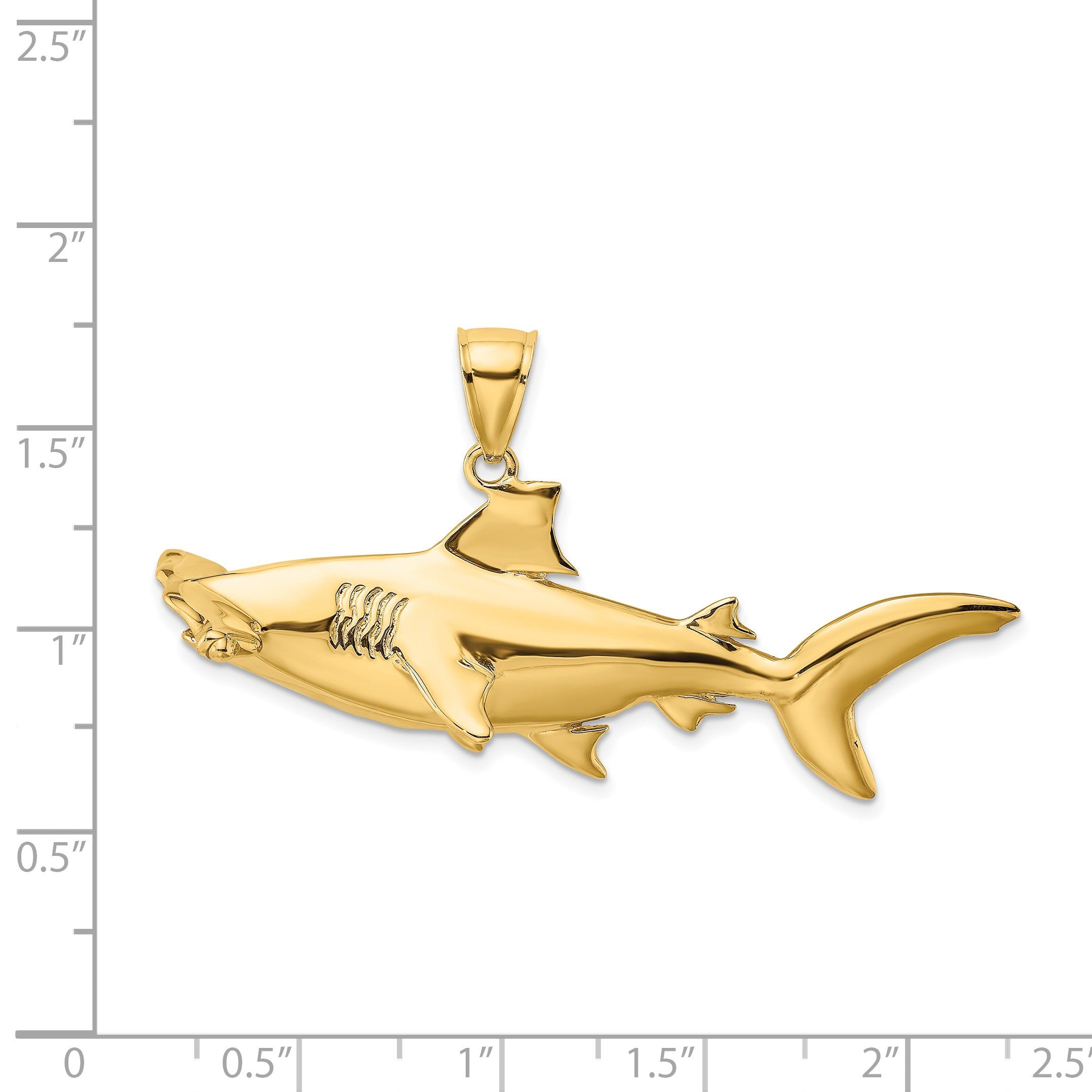 14K Gelbgold 3-D Hammerhai-Charm