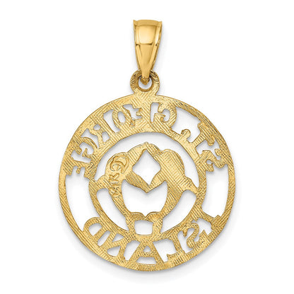 14K Gelbgold ST. GEORGE ISLAND mit Delfinen Kreis-Charm