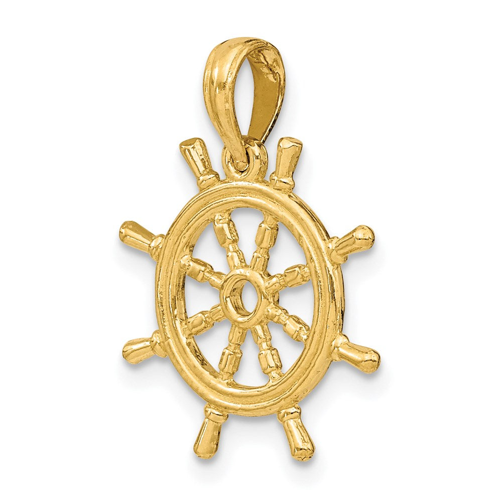 14K Gelbgold 3-D-Schiffsrad-Charm