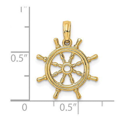 14K Gelbgold 3-D-Schiffsrad-Charm
