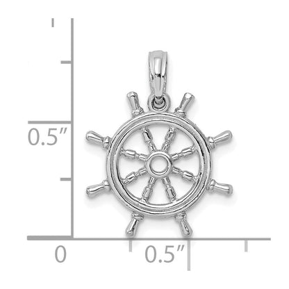 14K Weißgold 3D-Schiffsrad-Charm