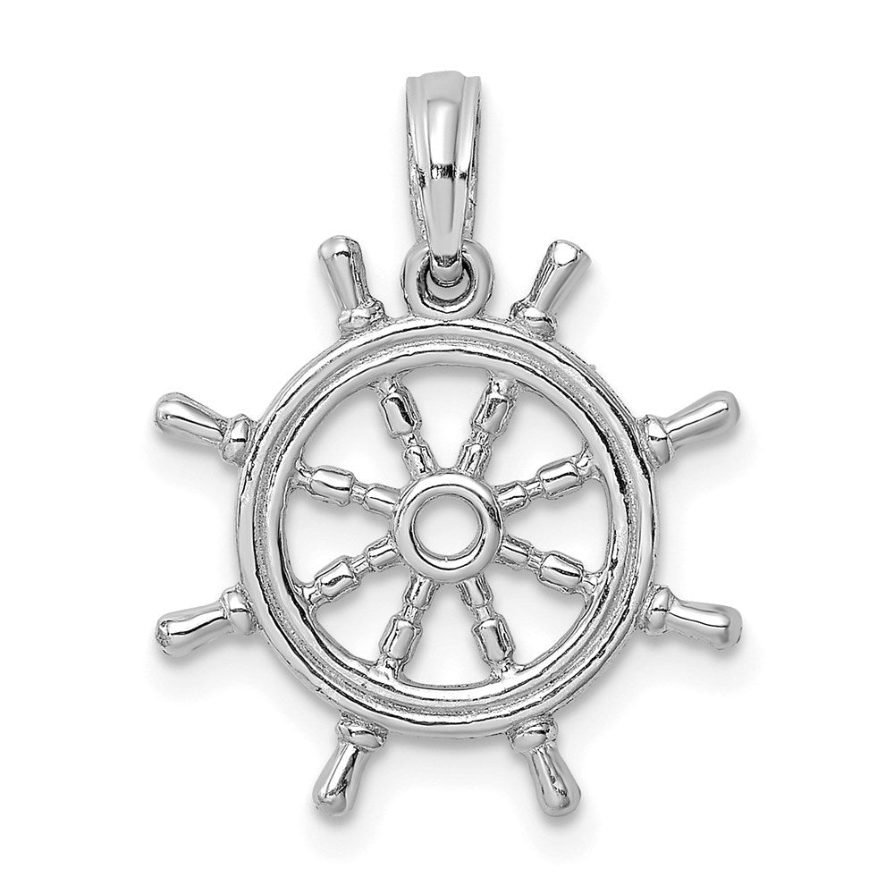 14K Weißgold 3D-Schiffsrad-Charm