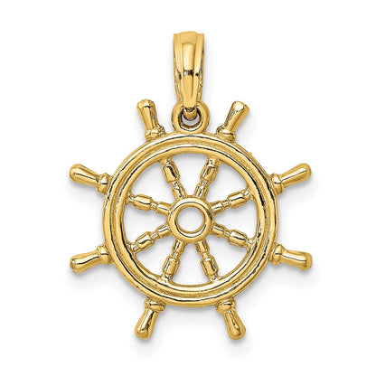 14K Gelbgold 3-D-Schiffsrad-Charm