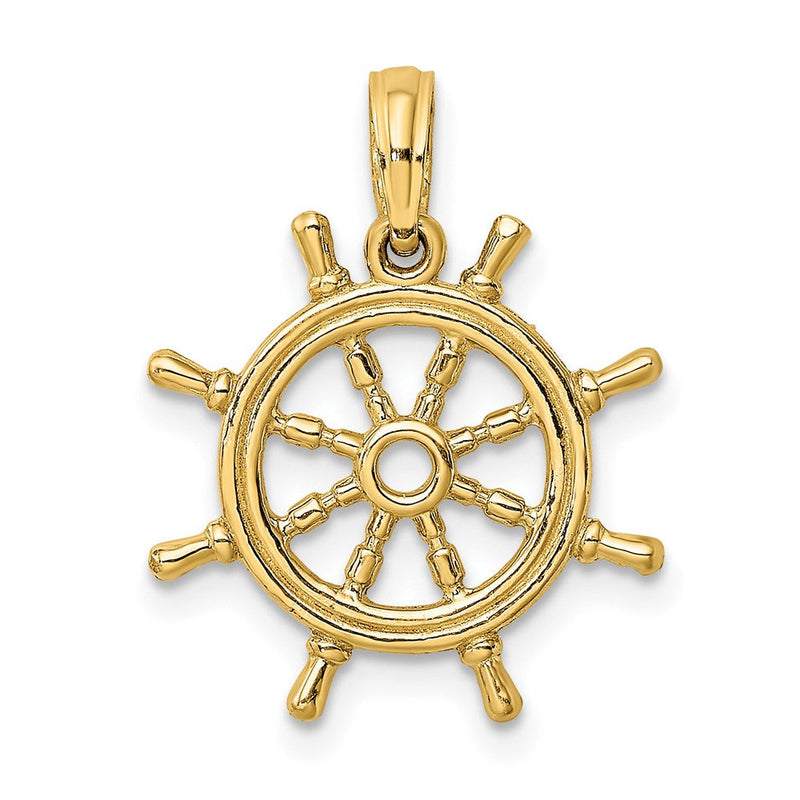 14K Gelbgold 3-D-Schiffsrad-Charm