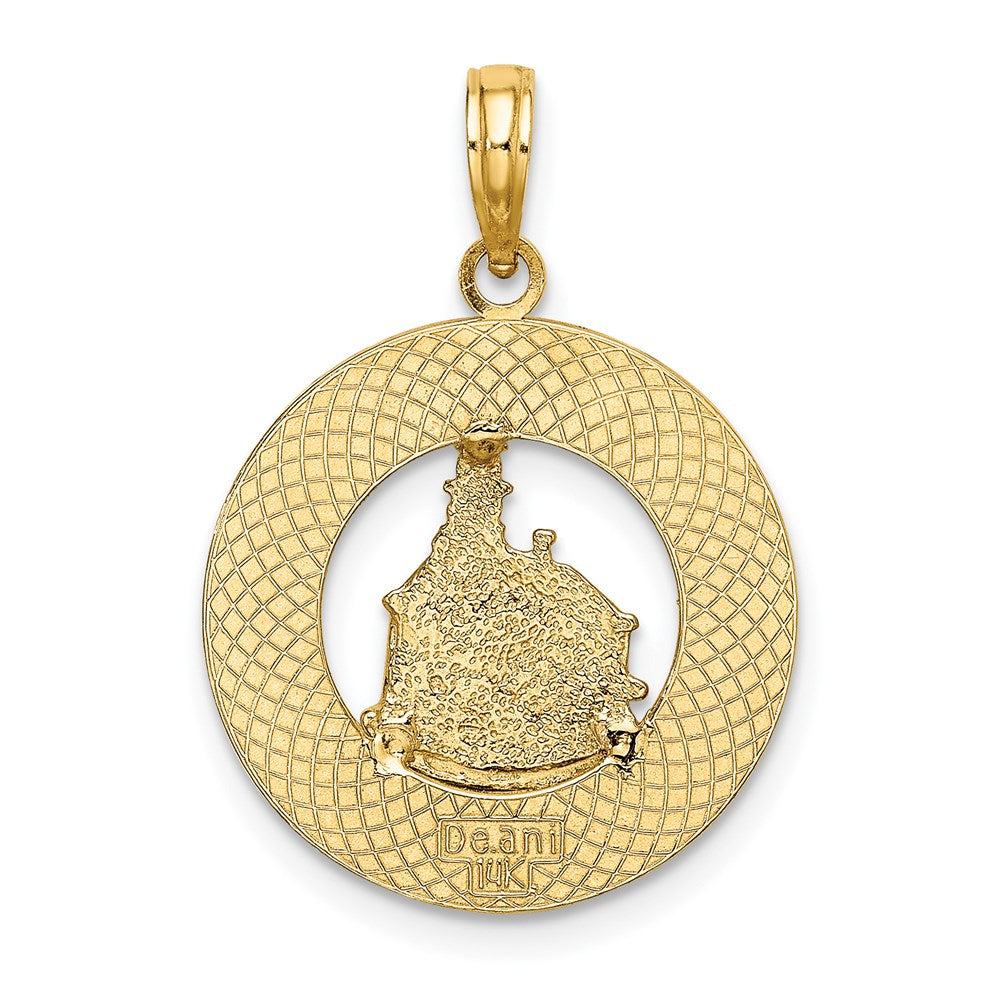 14 Karat Gelbgold BLOCK ISLAND RI Charm mit Leuchtturm