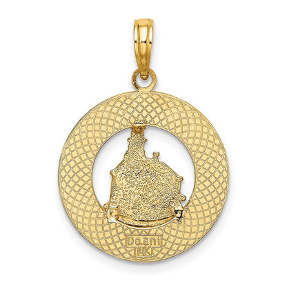 14 Karat Gelbgold BLOCK ISLAND RI Charm mit Leuchtturm