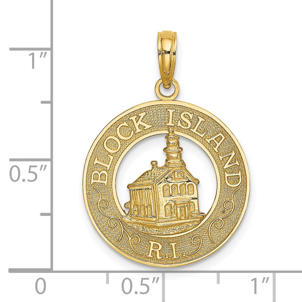 14 Karat Gelbgold BLOCK ISLAND RI Charm mit Leuchtturm
