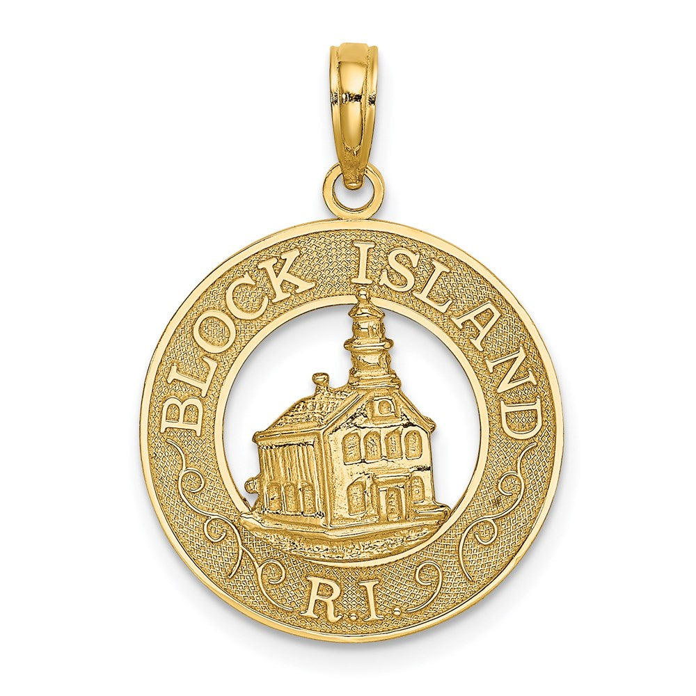 14 Karat Gelbgold BLOCK ISLAND RI Charm mit Leuchtturm