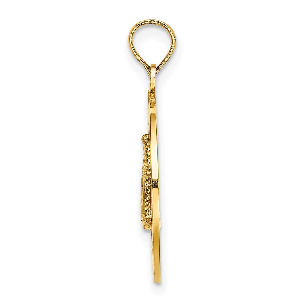 14 Karat Gelbgold Charm „BLOCK ISLAND RI“ mit Leuchtturm