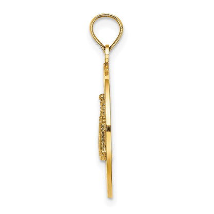 14 Karat Gelbgold Charm „BLOCK ISLAND RI“ mit Leuchtturm