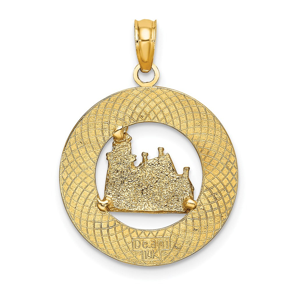 14 Karat Gelbgold Charm „BLOCK ISLAND RI“ mit Leuchtturm