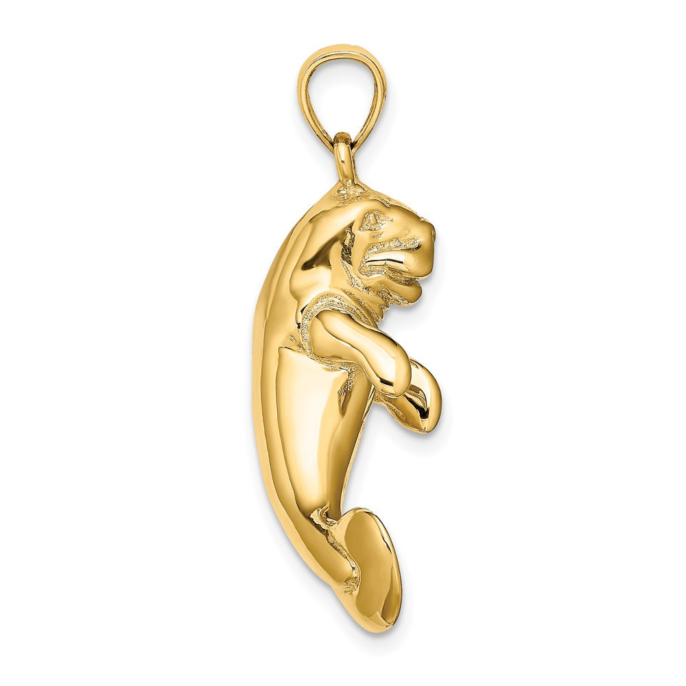 14K Gelbgold 3-D Polierter Seekuh-Charm
