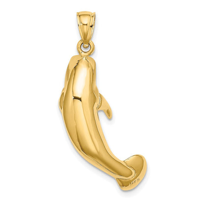 14K Gelbgold 3-D Polierter Seekuh-Charm