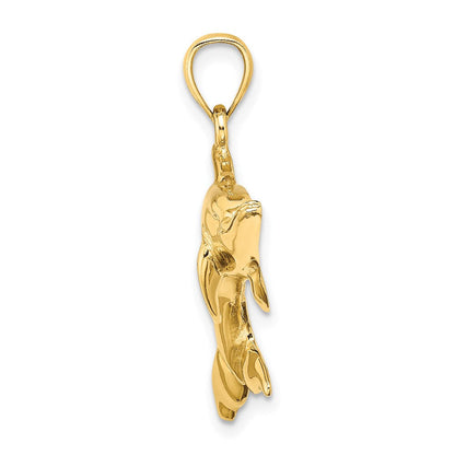 585 Gelbgold Charm „Schwimmender Delfin", poliert