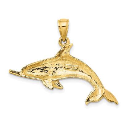 585 Gelbgold Charm „Schwimmender Delfin", poliert