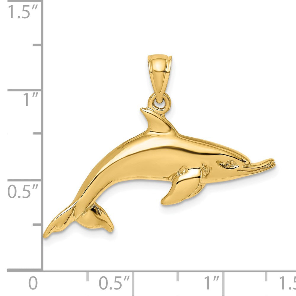 585 Gelbgold Charm „Schwimmender Delfin", poliert