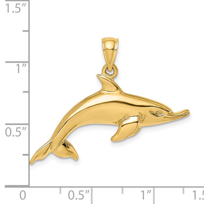 585 Gelbgold Charm „Schwimmender Delfin", poliert