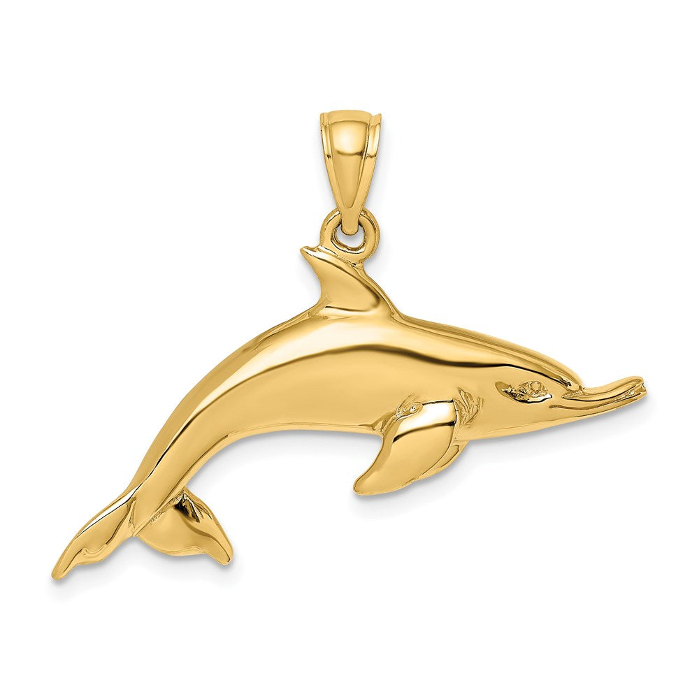 585 Gelbgold Charm „Schwimmender Delfin", poliert