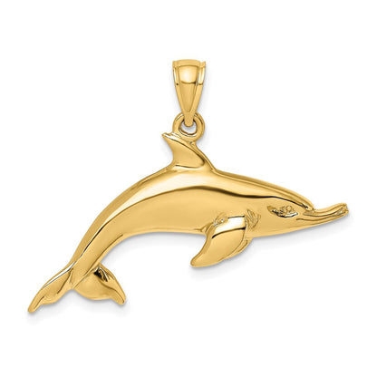 585 Gelbgold Charm „Schwimmender Delfin", poliert