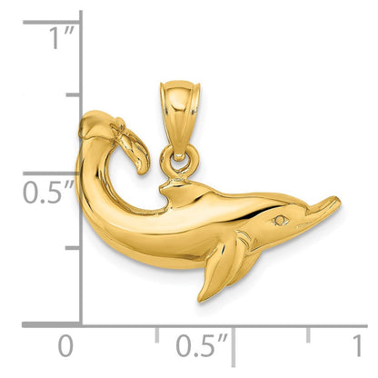 14K Gelbgold Poliert Delfin-Charm