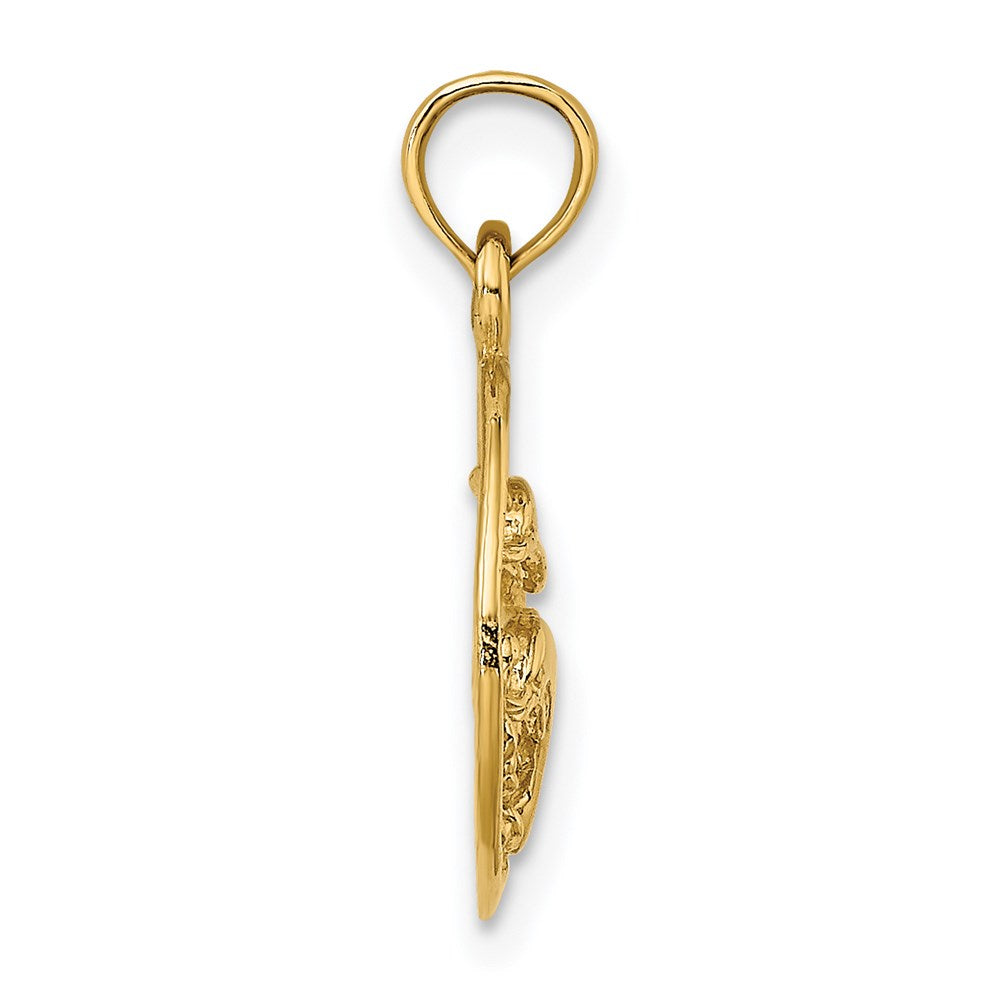 14K Gelbgold Zwei Dolphins in Kreis Charm