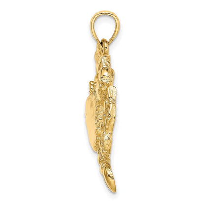 14K Gelbgold Blaue-Krabbe-Charm
