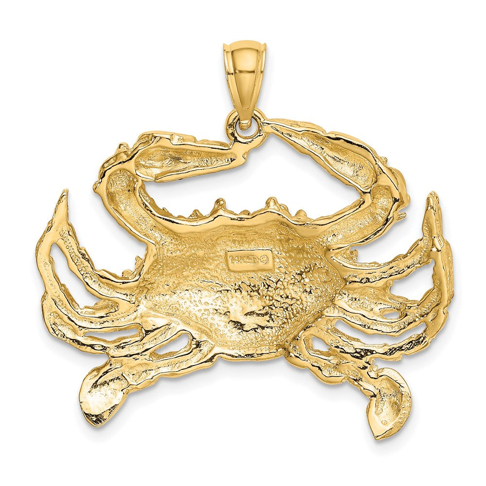 14K Gelbgold Blaue-Krabbe-Charm