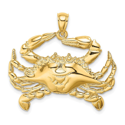 14K Gelbgold Blaue-Krabbe-Charm