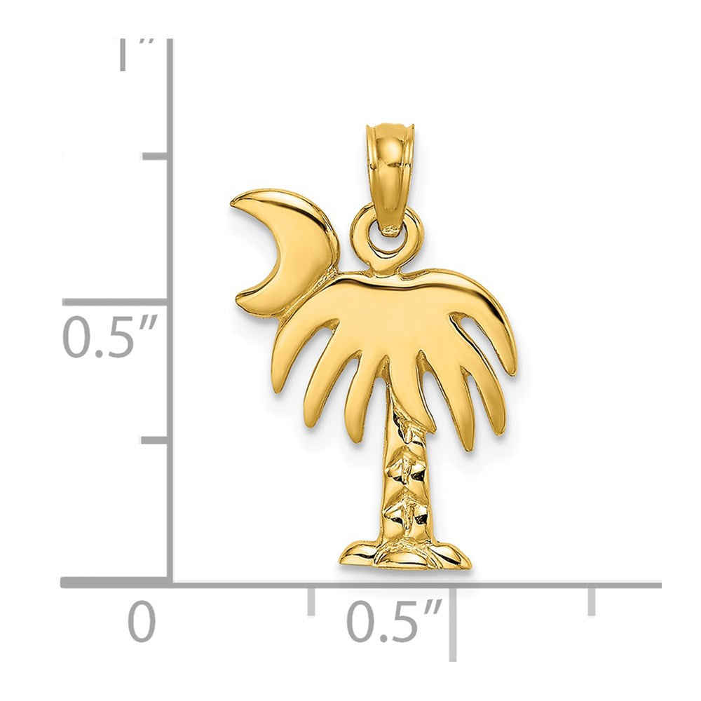 14K Gelbgold Poliert Charleston Palme Charm-Anhänger