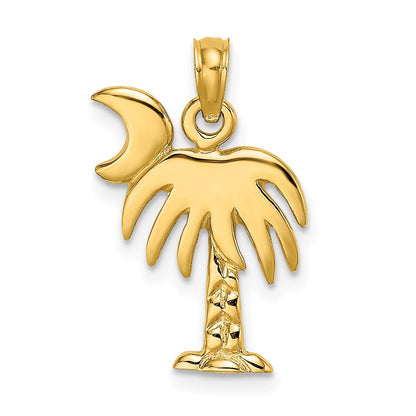 14K Gelbgold Poliert Charleston Palme Charm-Anhänger